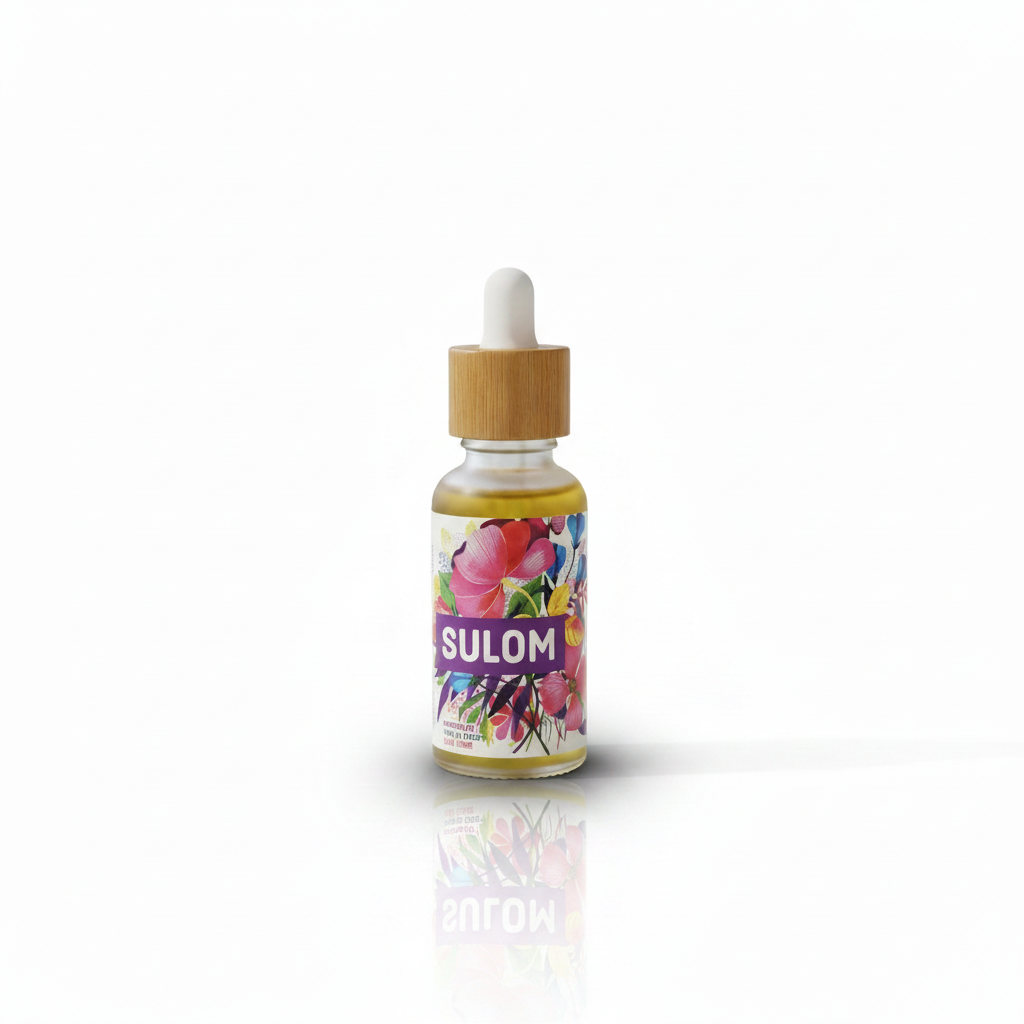 Hibiscus and Rose Hair Elixir with mirror reflection