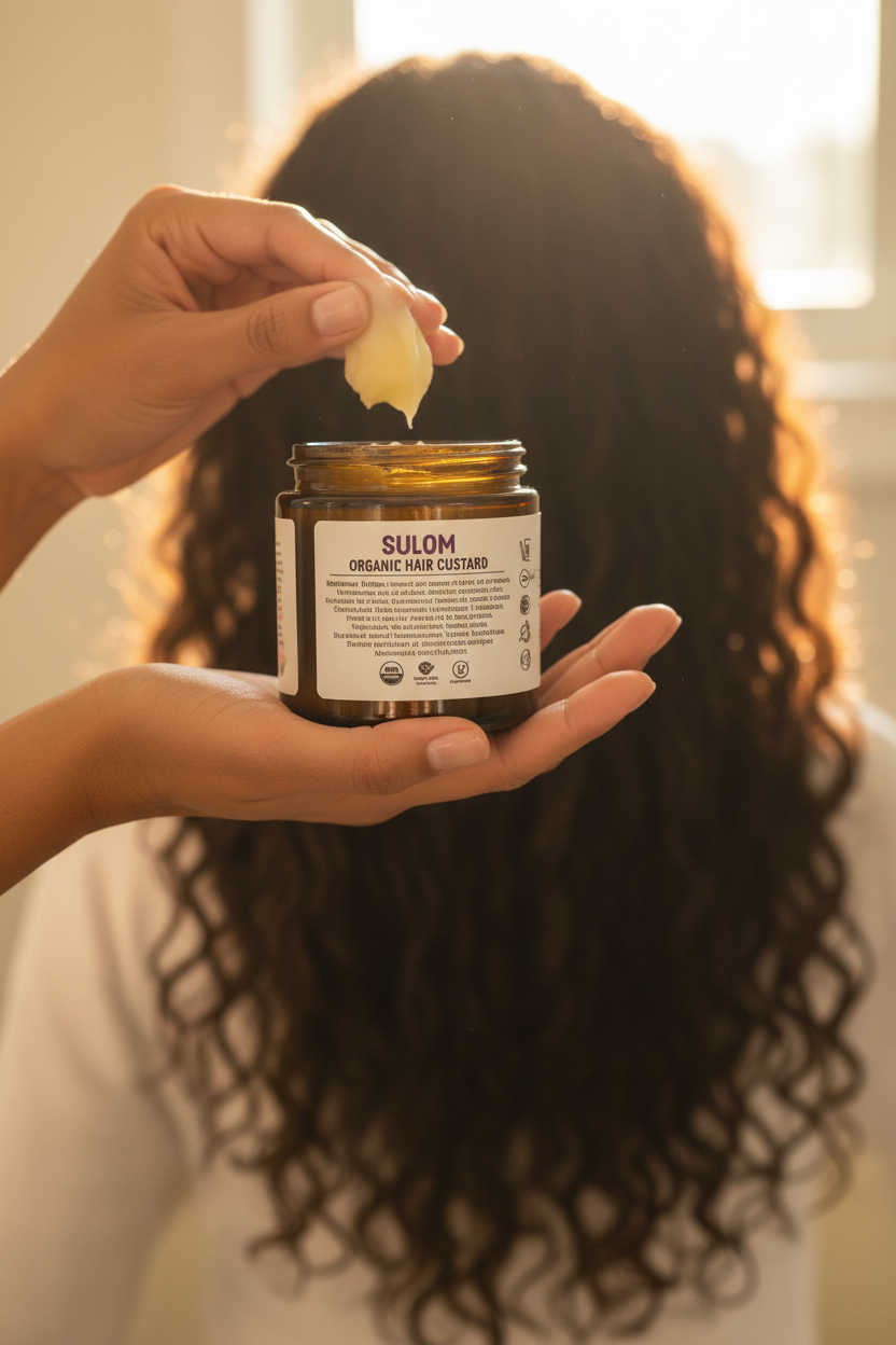 Organic Hair Custard - back scooping with hair