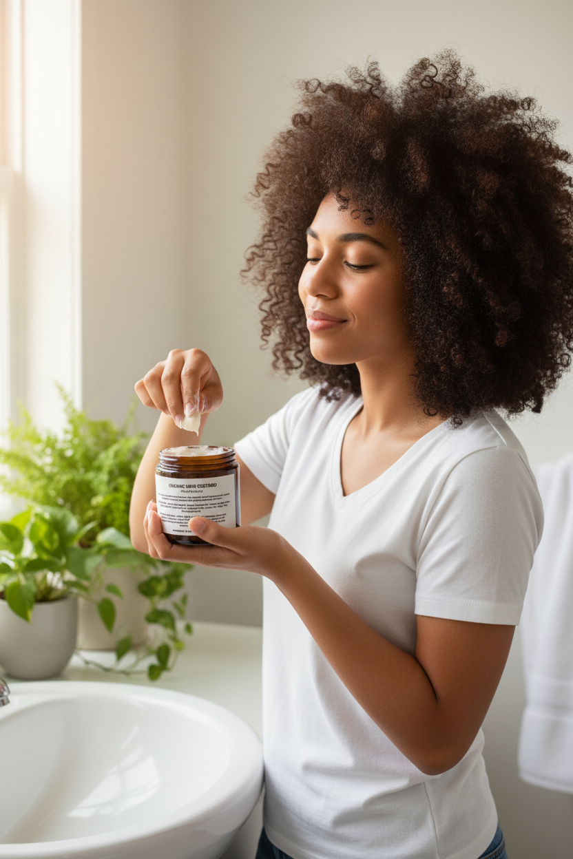 Organic Hair Custard - applying to hair