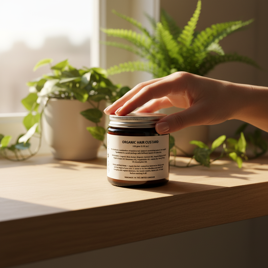 Organic Hair Custard - back bathroom lifestyle