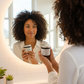 Organic Hair Custard - woman at vanity