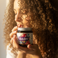 Organic Hair Custard - front held with curly hair