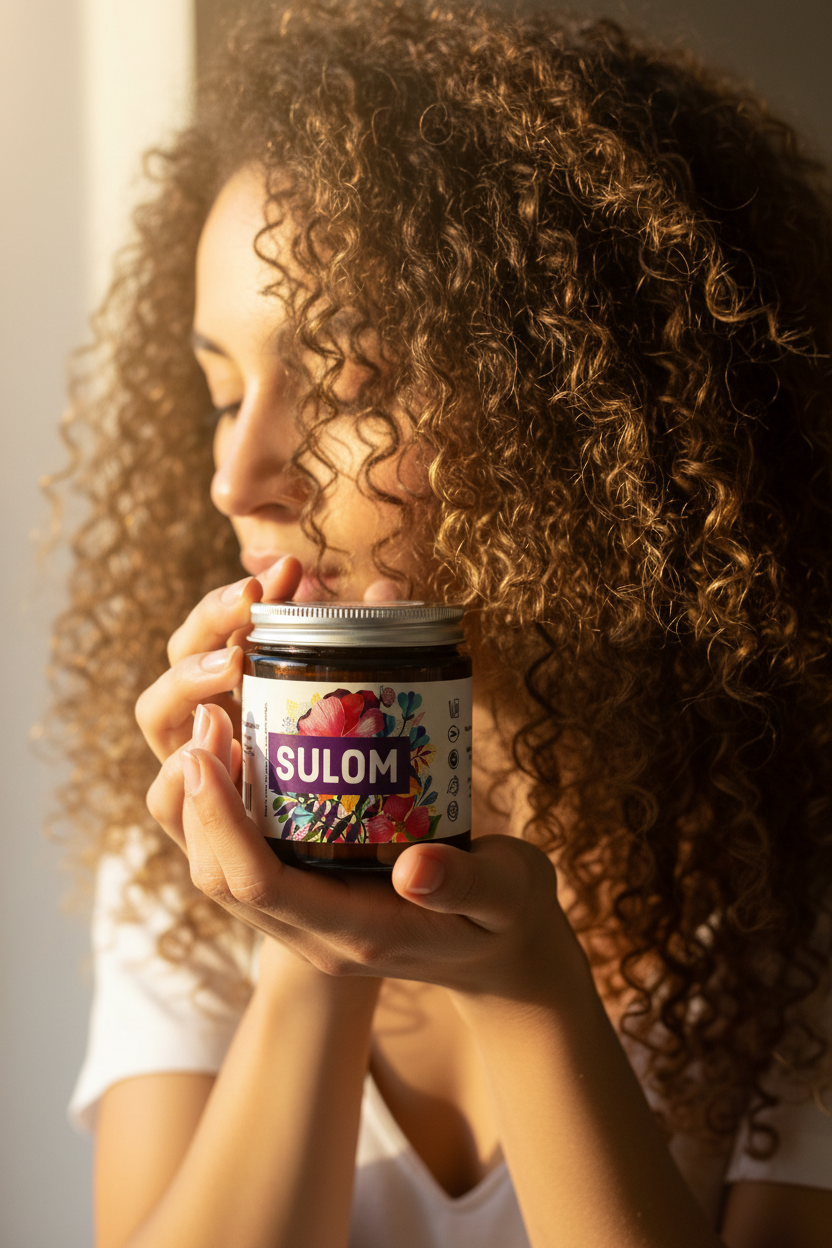Organic Hair Custard - front held with curly hair