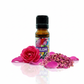 Rose Essential Oil - premium white background with rose petals